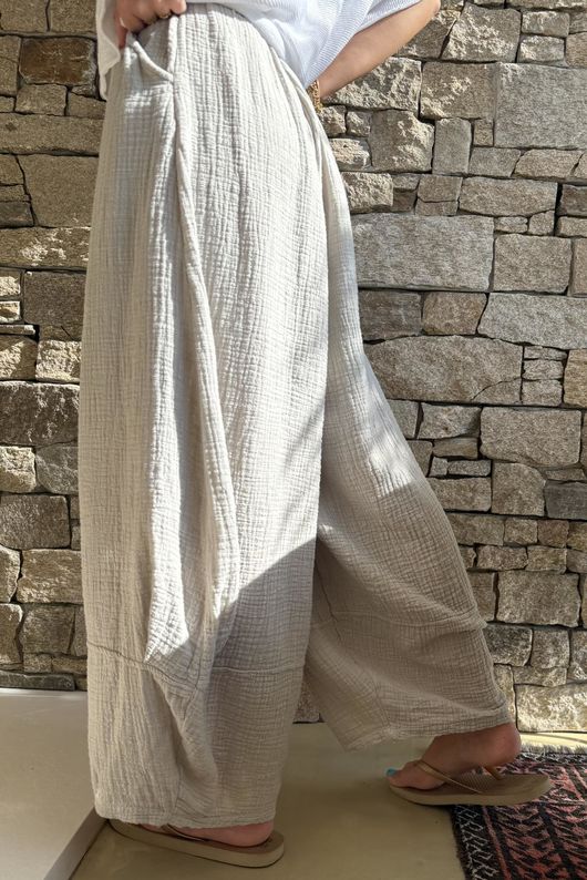 Tasha Cushion Cotton Balloon Barrel Pant Stone